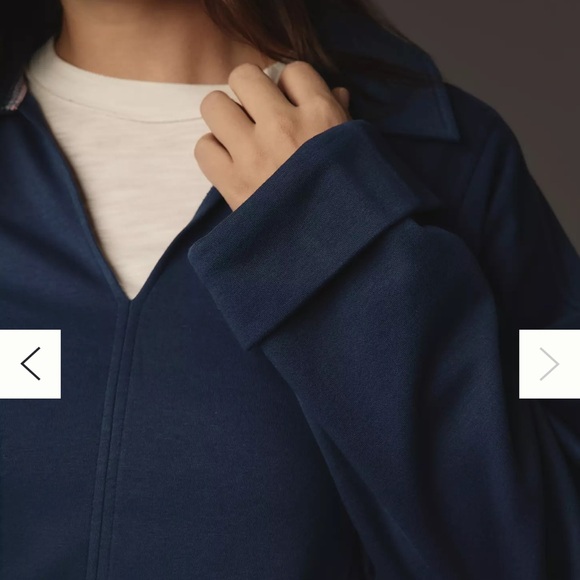 Anthropologie Blue Johnny Collar Pullover - Picture 6 of 7